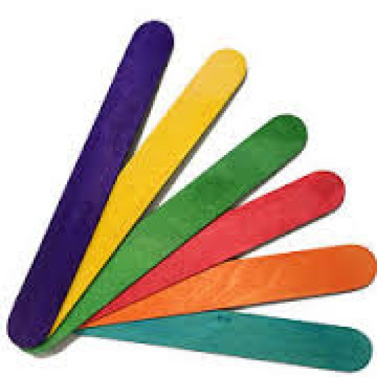 Lollipop Stick Jumbo Coloured Pk50